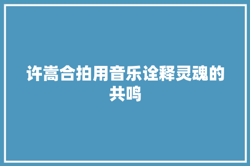 许嵩合拍用音乐诠释灵魂的共鸣