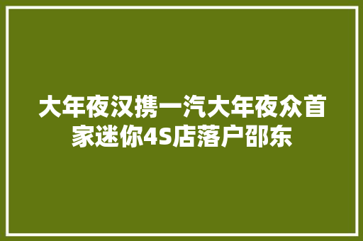大年夜汉携一汽大年夜众首家迷你4S店落户邵东