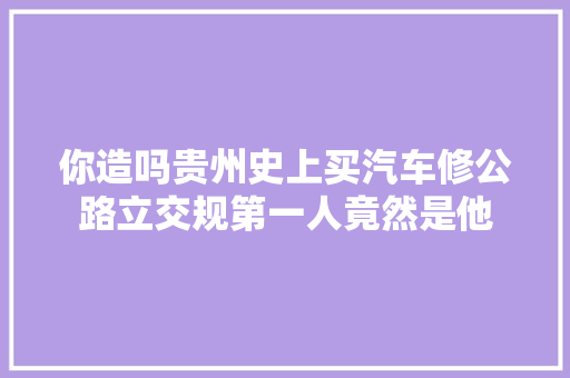 你造吗贵州史上买汽车修公路立交规第一人竟然是他