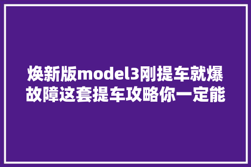 焕新版model3刚提车就爆故障这套提车攻略你一定能用获得