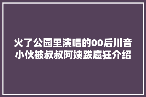 火了公园里演唱的00后川音小伙被叔叔阿姨跋扈狂介绍对象  想让更多年轻人爱上平易近歌