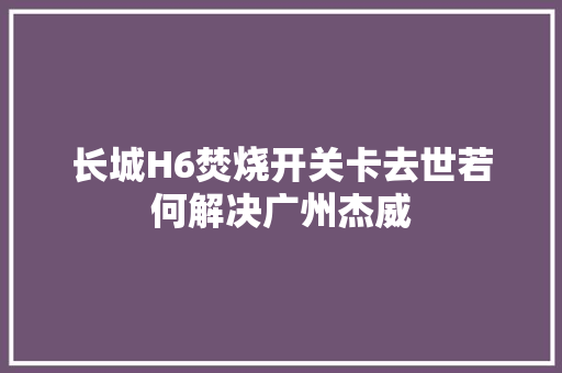 长城H6焚烧开关卡去世若何解决广州杰威
