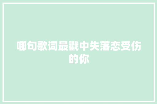 哪句歌词最戳中失落恋受伤的你