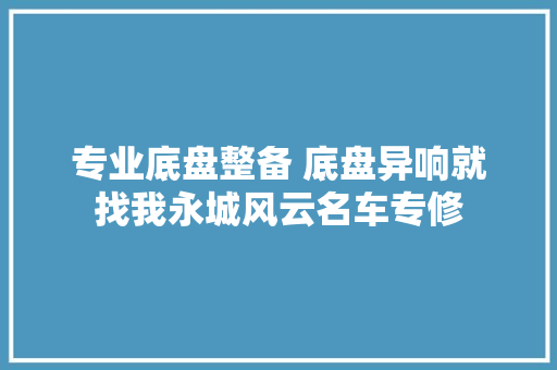 专业底盘整备 底盘异响就找我永城风云名车专修