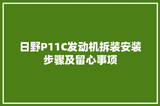 日野P11C发动机拆装安装步骤及留心事项