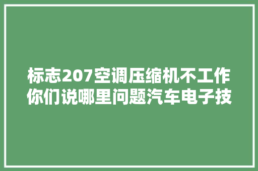 标志207空调压缩机不工作你们说哪里问题汽车电子技能 汽车知识