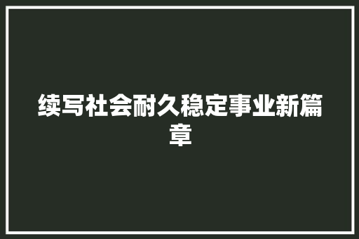 续写社会耐久稳定事业新篇章