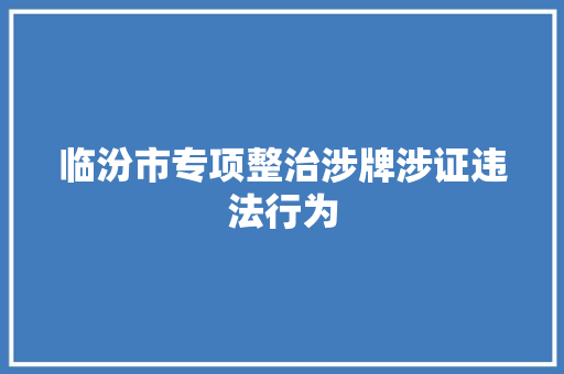 临汾市专项整治涉牌涉证违法行为