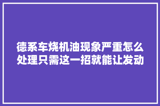 德系车烧机油现象严重怎么处理只需这一招就能让发动机免拉缸