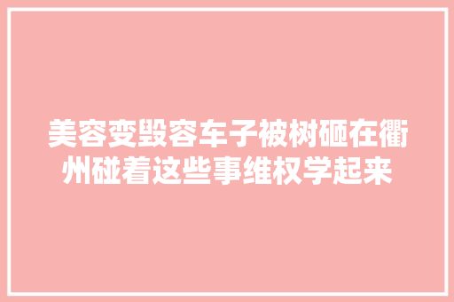 美容变毁容车子被树砸在衢州碰着这些事维权学起来 汽车知识