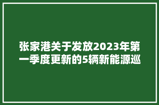 张家港关于发放2023年第一季度更新的5辆新能源巡游出租汽车运营补贴公示