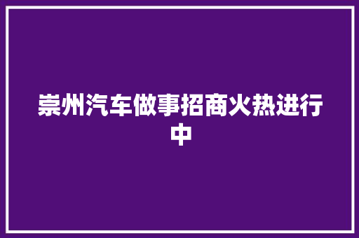 崇州汽车做事招商火热进行中