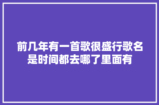 前几年有一首歌很盛行歌名是时间都去哪了里面有 休闲娱乐
