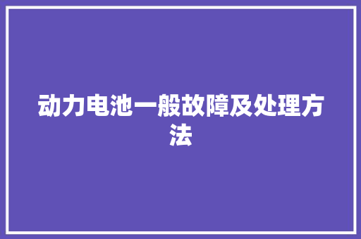 动力电池一般故障及处理方法