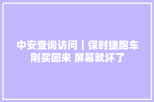 中安查询访问｜保时捷跑车刚买回来 屏幕就坏了