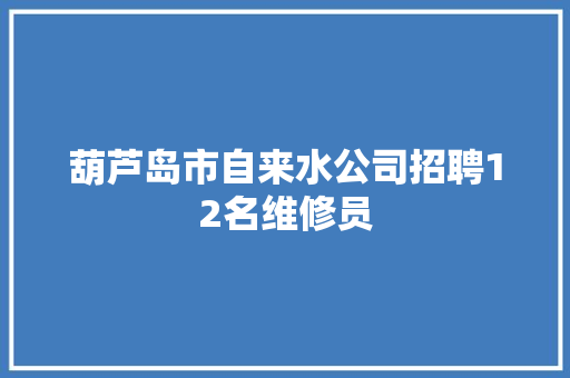 葫芦岛市自来水公司招聘12名维修员