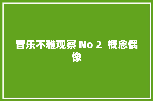 音乐不雅观察 No 2  概念偶像