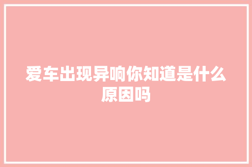 爱车出现异响你知道是什么原因吗
