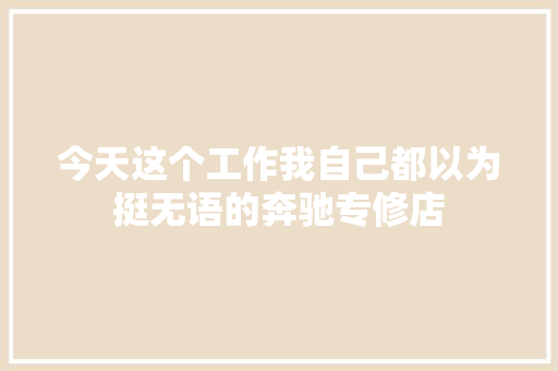 今天这个工作我自己都以为挺无语的奔驰专修店