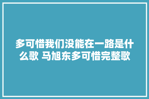 多可惜我们没能在一路是什么歌 马旭东多可惜完整歌词介绍