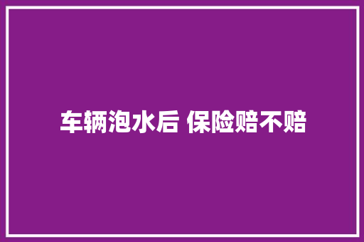 车辆泡水后 保险赔不赔