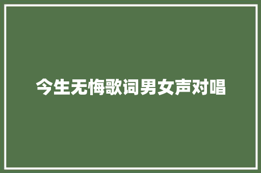 今生无悔歌词男女声对唱