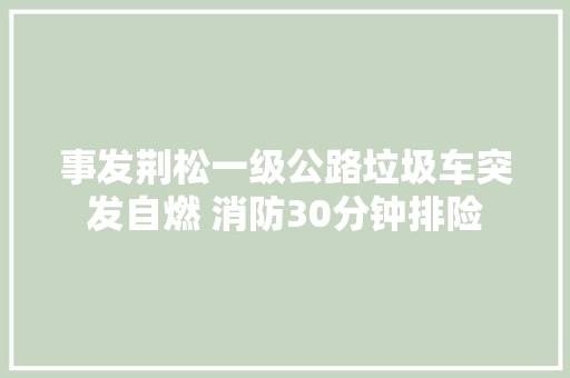 事发荆松一级公路垃圾车突发自燃 消防30分钟排险