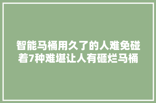 智能马桶用久了的人难免碰着7种难堪让人有砸烂马桶的冲动
