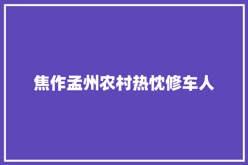 焦作孟州农村热忱修车人