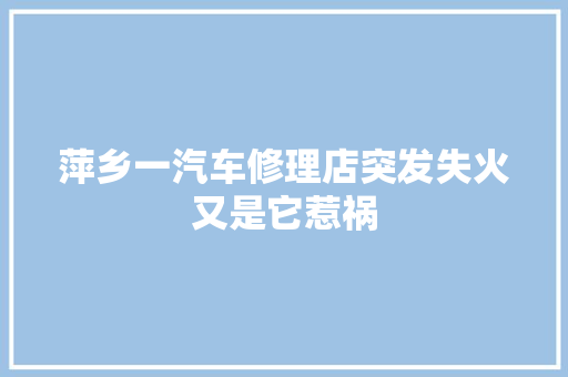 萍乡一汽车修理店突发失火又是它惹祸