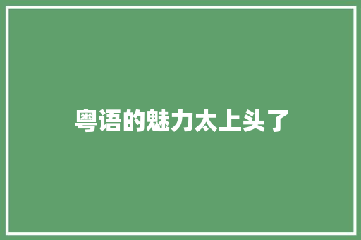 粤语的魅力太上头了