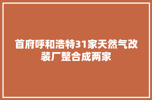 首府呼和浩特31家天然气改装厂整合成两家