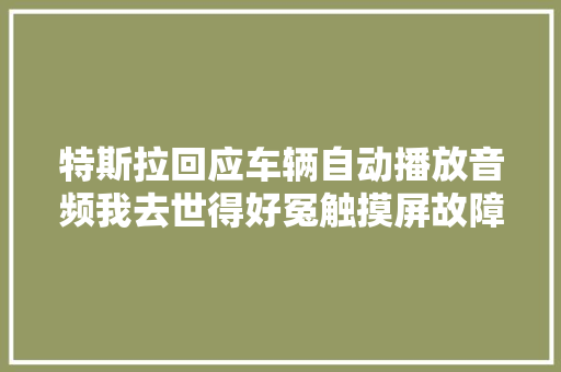 特斯拉回应车辆自动播放音频我去世得好冤触摸屏故障只是个例