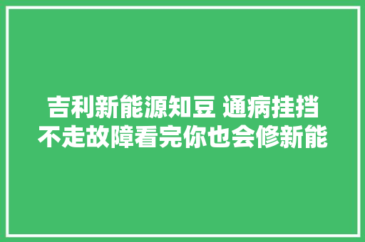 吉利新能源知豆 通病挂挡不走故障看完你也会修新能源 汽车知识