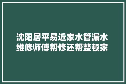 沈阳居平易近家水管漏水 维修师傅帮修还帮整顿家 婉拒对方心意