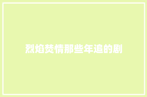 烈焰焚情那些年追的剧