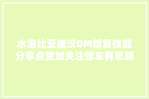水泡比亚迪汉DM修复技能分享点赞加关注修车有思路