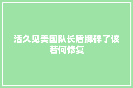 活久见美国队长盾牌碎了该若何修复