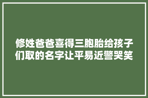 修姓爸爸喜得三胞胎给孩子们取的名字让平易近警哭笑不得