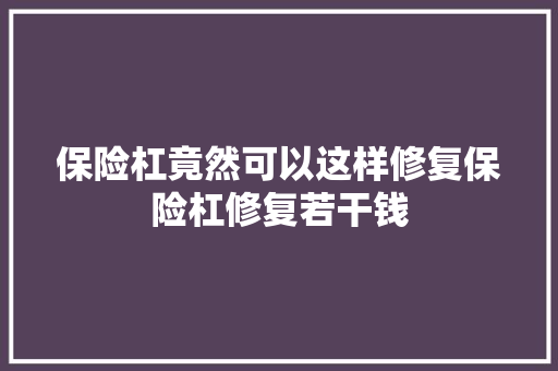 保险杠竟然可以这样修复保险杠修复若干钱 汽车知识