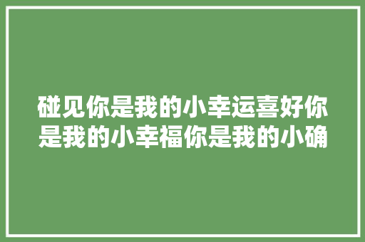 碰见你是我的小幸运喜好你是我的小幸福你是我的小确幸