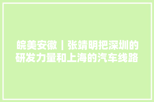 皖美安徽｜张靖明把深圳的研发力量和上海的汽车线路板分娩线向阜阳转移