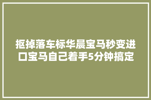 抠掉落车标华晨宝马秒变进口宝马自己着手5分钟搞定