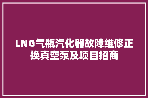 LNG气瓶汽化器故障维修正换真空泵及项目招商
