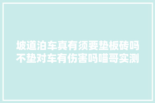 坡道泊车真有须要垫板砖吗不垫对车有伤害吗喵哥实测给你看 汽车知识