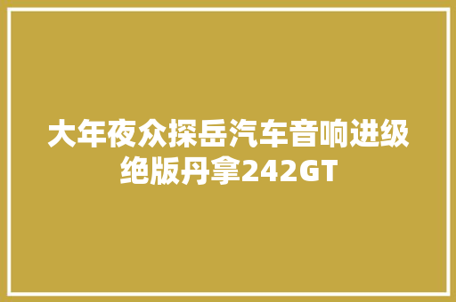 大年夜众探岳汽车音响进级绝版丹拿242GT