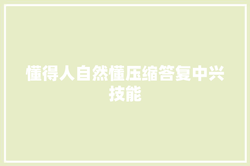懂得人自然懂压缩答复中兴技能