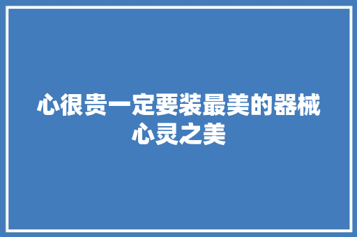 心很贵一定要装最美的器械心灵之美 休闲娱乐