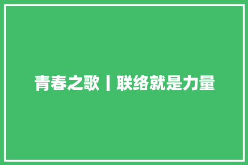 青春之歌丨联络就是力量