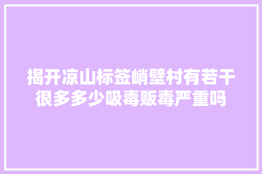 揭开凉山标签峭壁村有若干很多多少吸毒贩毒严重吗